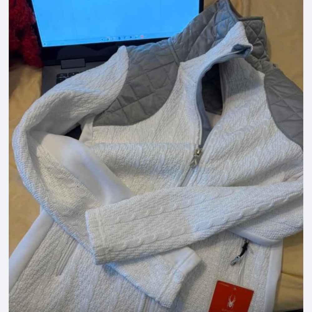 White and Gray Zip-Up Jacket